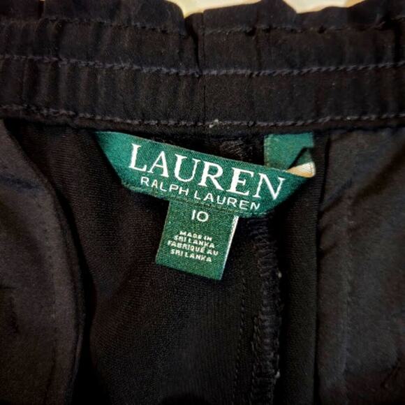 Lauren Ralph Lauren Pull On Pants Size 10 Black Pockets Straight Leg Casual - Picture 3 of 9